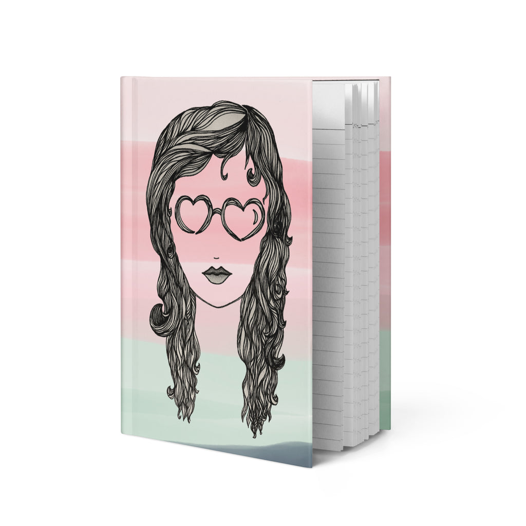 Heart Sunglasses Ink Sketch | Hardcover Journal (Multi Color)