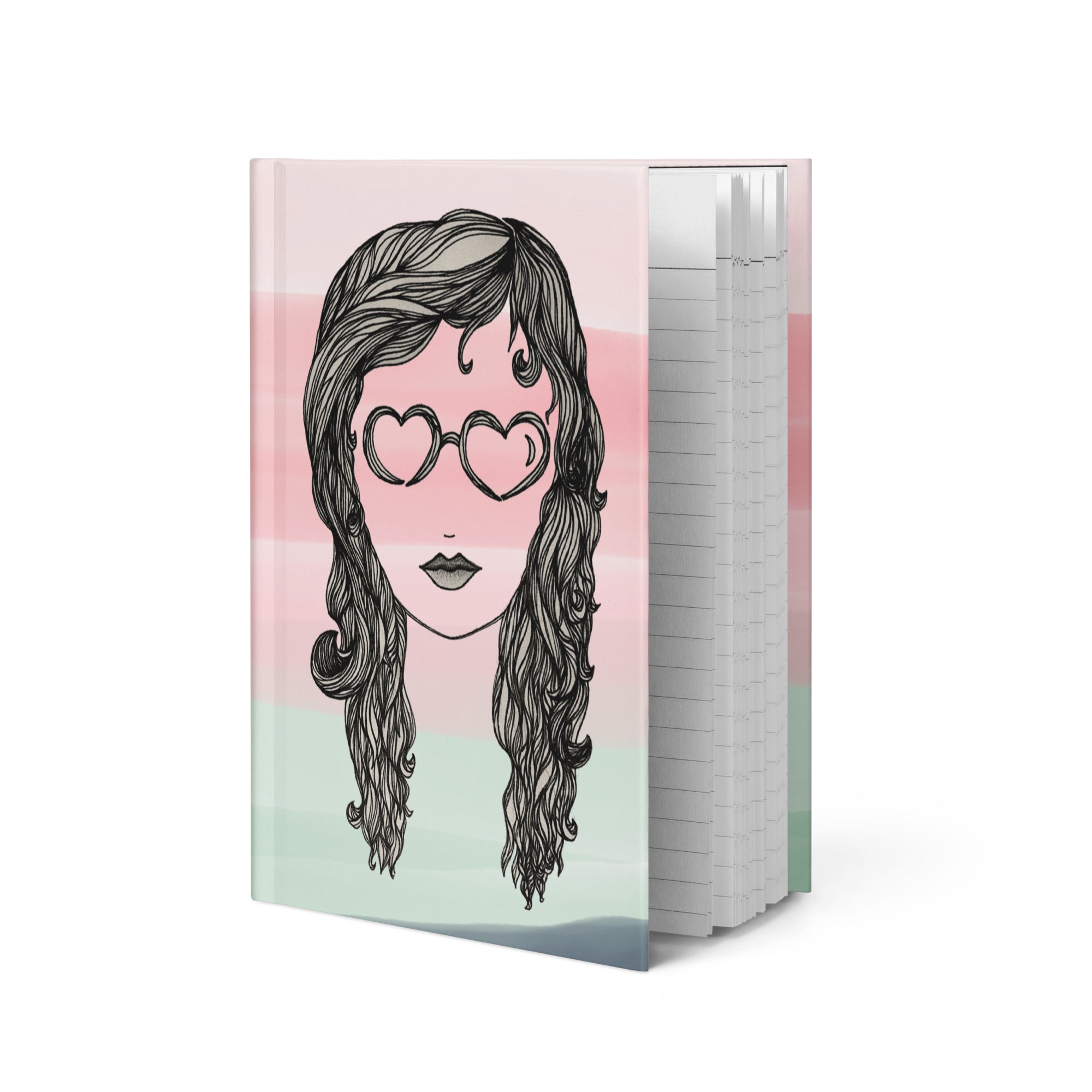 Heart Sunglasses Ink Sketch | Hardcover Journal (Multi Color)